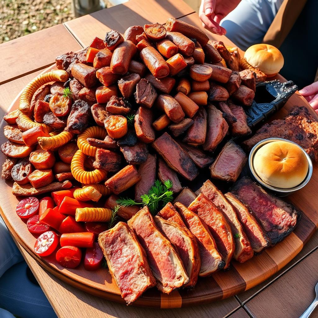 Large braai platter with wors, chops and phuthu